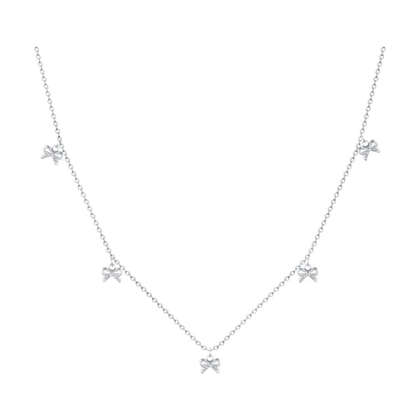 Vintage Bow Collarbone Flat Chain Necklace
