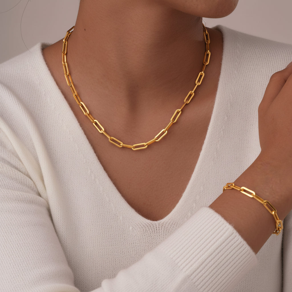 Minimalist Rectangle Bracelet | Stainless Steel 18K Gold Tone Geometric Cuff