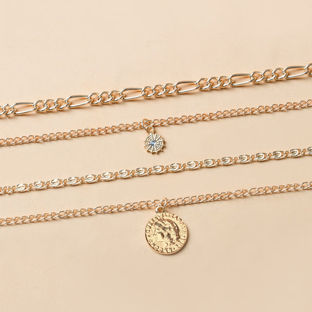 Long Layered Statement Chain Necklace (Gold/Silver)