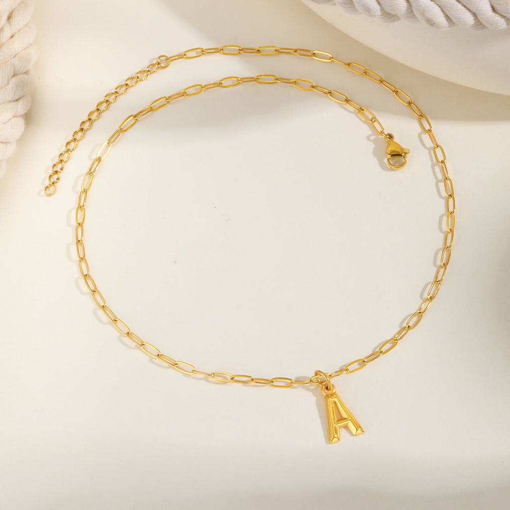 Alphabet Pendant Necklace | Modern Stainless Steel Letter Chain